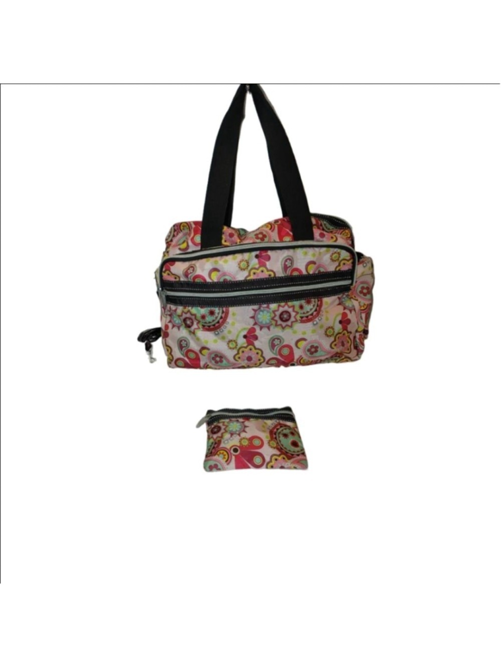 Two's Company Duffle Bag w. Matching Pouch and Crossbody Strap